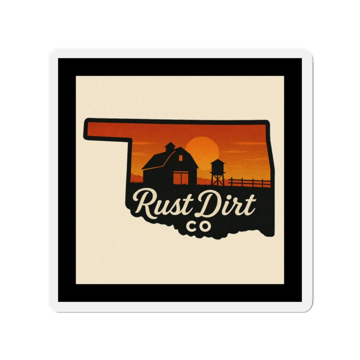 Oklahoma Sunset Die-Cut Magnet — Rust Dirt Co. Farmhouse Logo